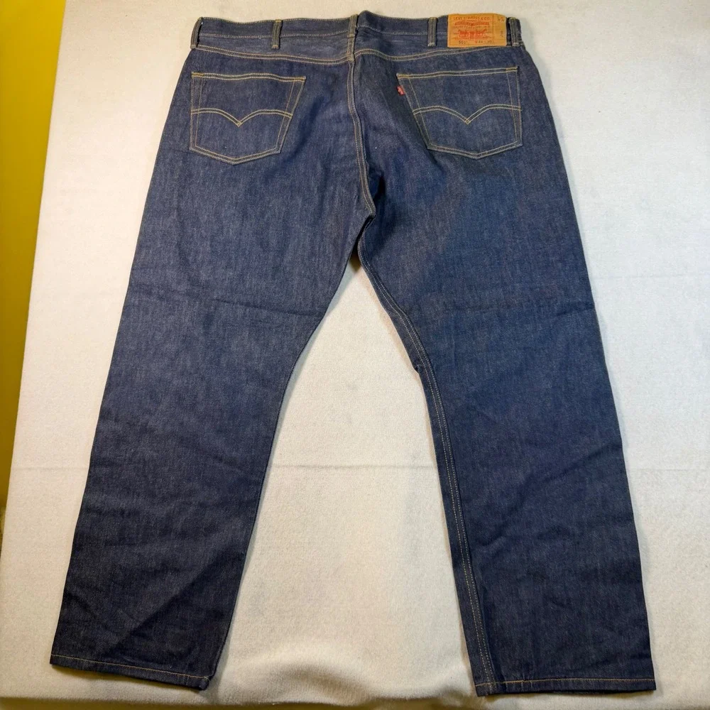 Levis 501 Original Fit Mens Jeans 44x30 Dark Indigo Blue Button Fly 100 Cotton